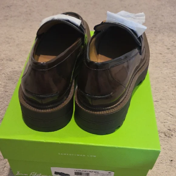 Sam Edelman Dark Brown Loafers with Gold Accent - Picture 4 of 5